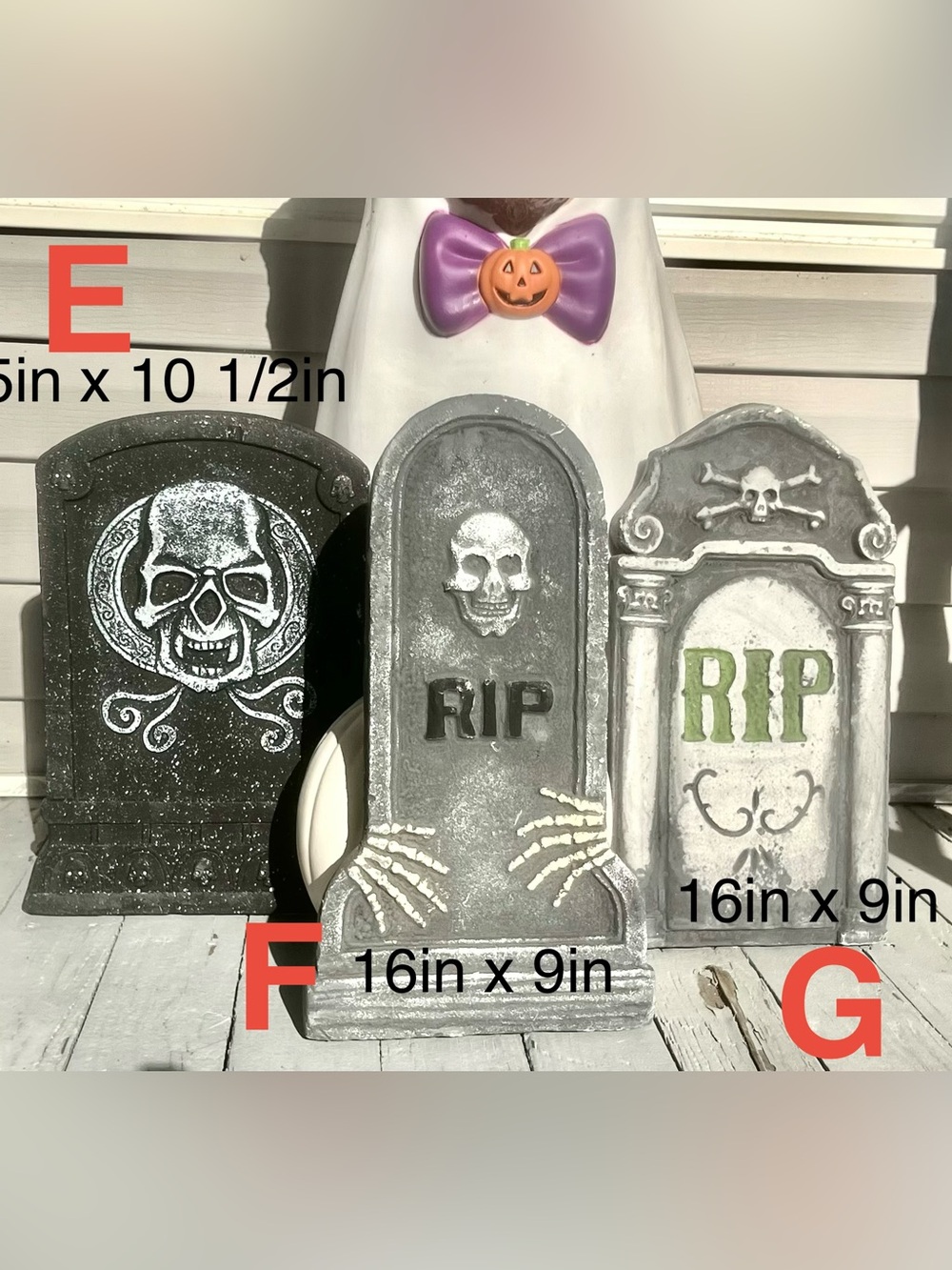 Halloween Resin Tombstone Set - Gray Graveyard Decor